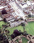 Aerial view of Ludlow Castle and market place. [English Heritage]