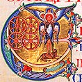 Winchester Bible: initial E from Ezekiel
