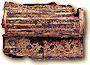 Cadenas de coffre en barillet, fer, avec placage de cuivre 