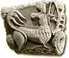 Cathdrale de Winchester: chapiteau sculpt d'un centaure dcochant une flche.  