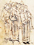 Consacrazione di una chiesa: illustrazione di testo del rituale,  XImo sec, biblioteca dell'abbazia di Jumiges