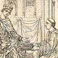 Roberto Wace consegna il manoscritto del " Romanzo di Rou " a Enrico II, stampa di C.E. Lambert, verso il 1830.